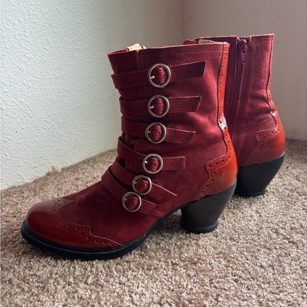 John Fluevog East End Woodland boots in maroon